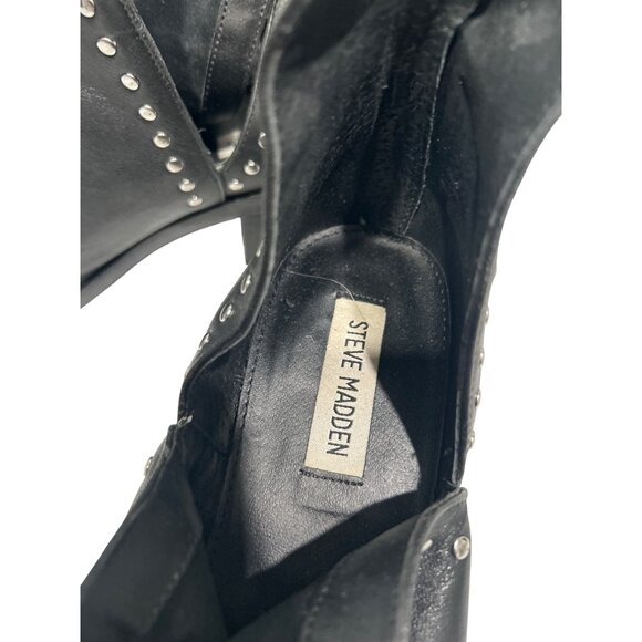 Steve Madden Black Leather Studded Ankle Boots With Zippers Womens Size 9.5M - Picture 5 of 7